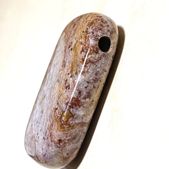 Natural Purple Brown Ocean Jasper Pendant, Large Rectangular Genuine Gemstone - Picture 3 of 12